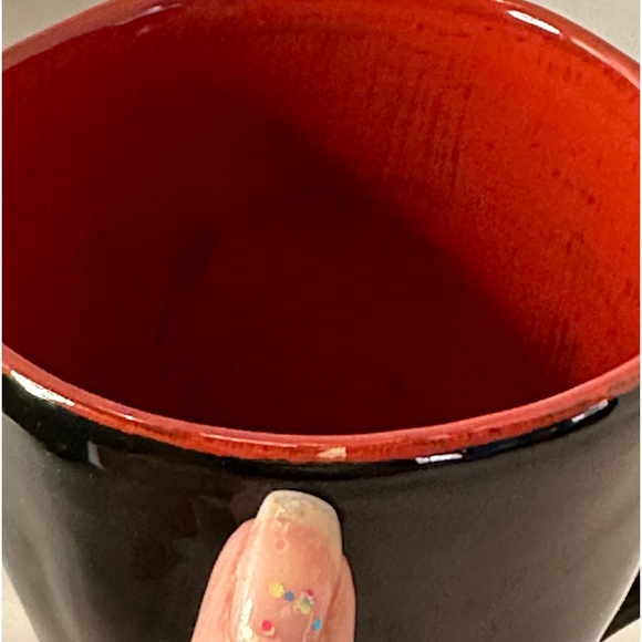 Pier 1 Ebony Red Mugs Stoneware Coffee Mugs set of 4 Italy - Picture 4 of 4